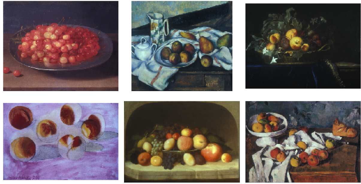 The color of fruits in photographs and still life paintings